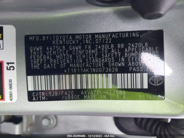 Photo 8 VIN: 4T1R11AK1NU073626 - TOYOTA CAMRY 