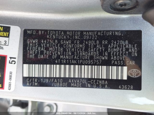 Photo 8 VIN: 4T1R11AK1PU095757 - TOYOTA CAMRY 