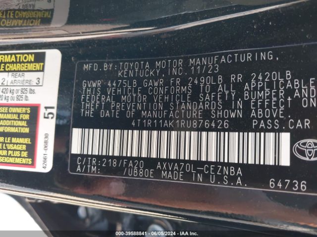 Photo 8 VIN: 4T1R11AK1RU876426 - TOYOTA CAMRY 