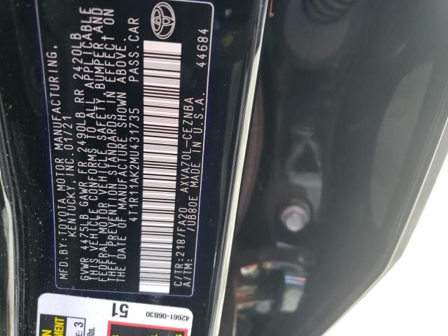 Photo 12 VIN: 4T1R11AK2MU431735 - TOYOTA CAMRY LE 