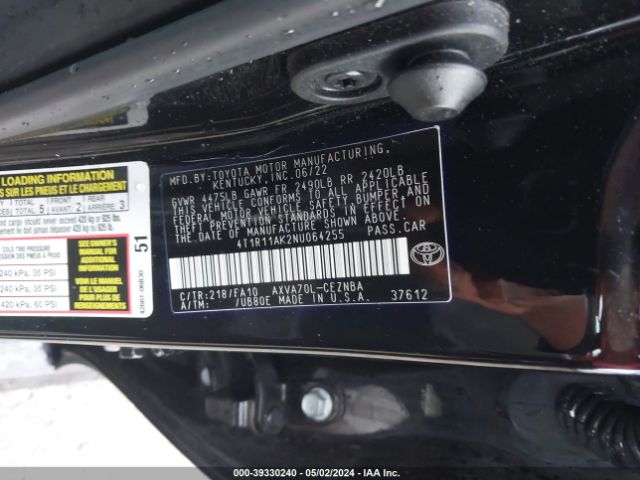 Photo 8 VIN: 4T1R11AK2NU064255 - TOYOTA CAMRY 