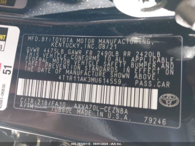 Photo 8 VIN: 4T1R11AK3MU614559 - TOYOTA CAMRY 