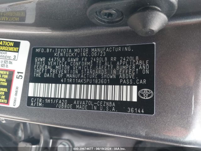 Photo 8 VIN: 4T1R11AK5PU183601 - TOYOTA CAMRY 