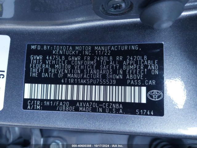 Photo 8 VIN: 4T1R11AK5PU755539 - TOYOTA CAMRY 