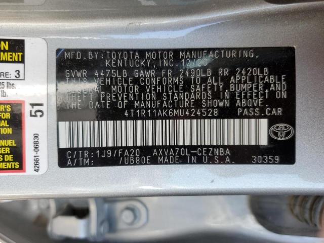 Photo 11 VIN: 4T1R11AK6MU424528 - TOYOTA CAMRY LE 