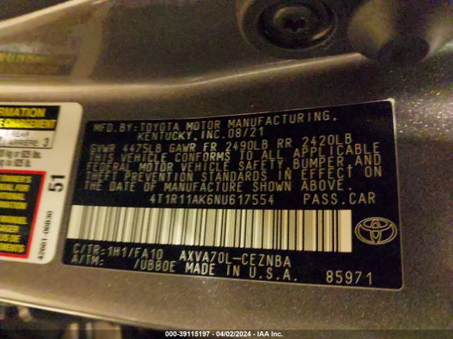 Photo 8 VIN: 4T1R11AK6NU617554 - TOYOTA CAMRY 