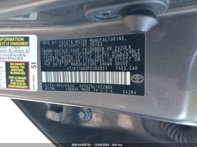 Photo 8 VIN: 4T1R11AK9PU163951 - TOYOTA CAMRY 