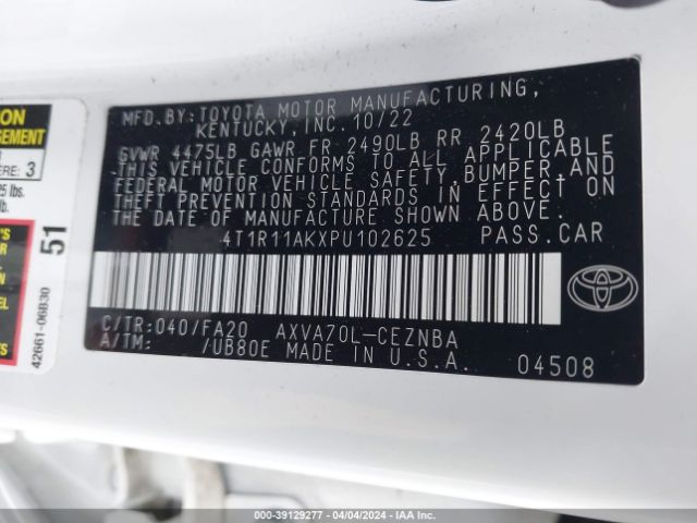 Photo 8 VIN: 4T1R11AKXPU102625 - TOYOTA CAMRY 