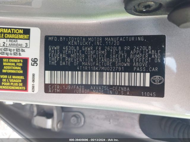 Photo 8 VIN: 4T1R11BK7MU022791 - TOYOTA CAMRY 