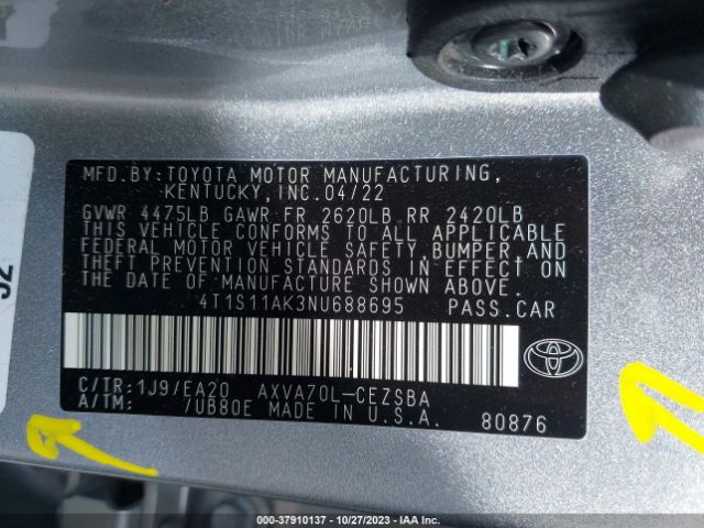 Photo 8 VIN: 4T1S11AK3NU688695 - TOYOTA CAMRY 