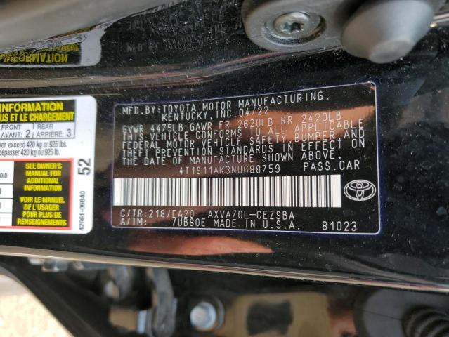 Photo 12 VIN: 4T1S11AK3NU688759 - TOYOTA CAMRY NIGH 