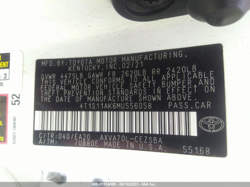 Photo 8 VIN: 4T1S11AK6MU556058 - TOYOTA CAMRY 