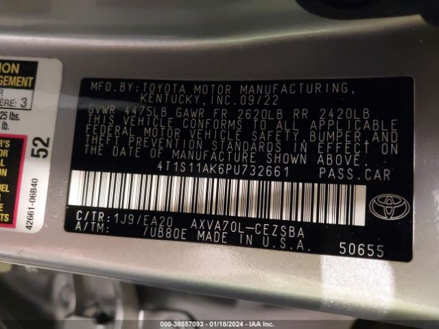 Photo 8 VIN: 4T1S11AK6PU732661 - TOYOTA CAMRY 