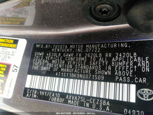 Photo 8 VIN: 4T1S11BK9NU071509 - TOYOTA CAMRY 