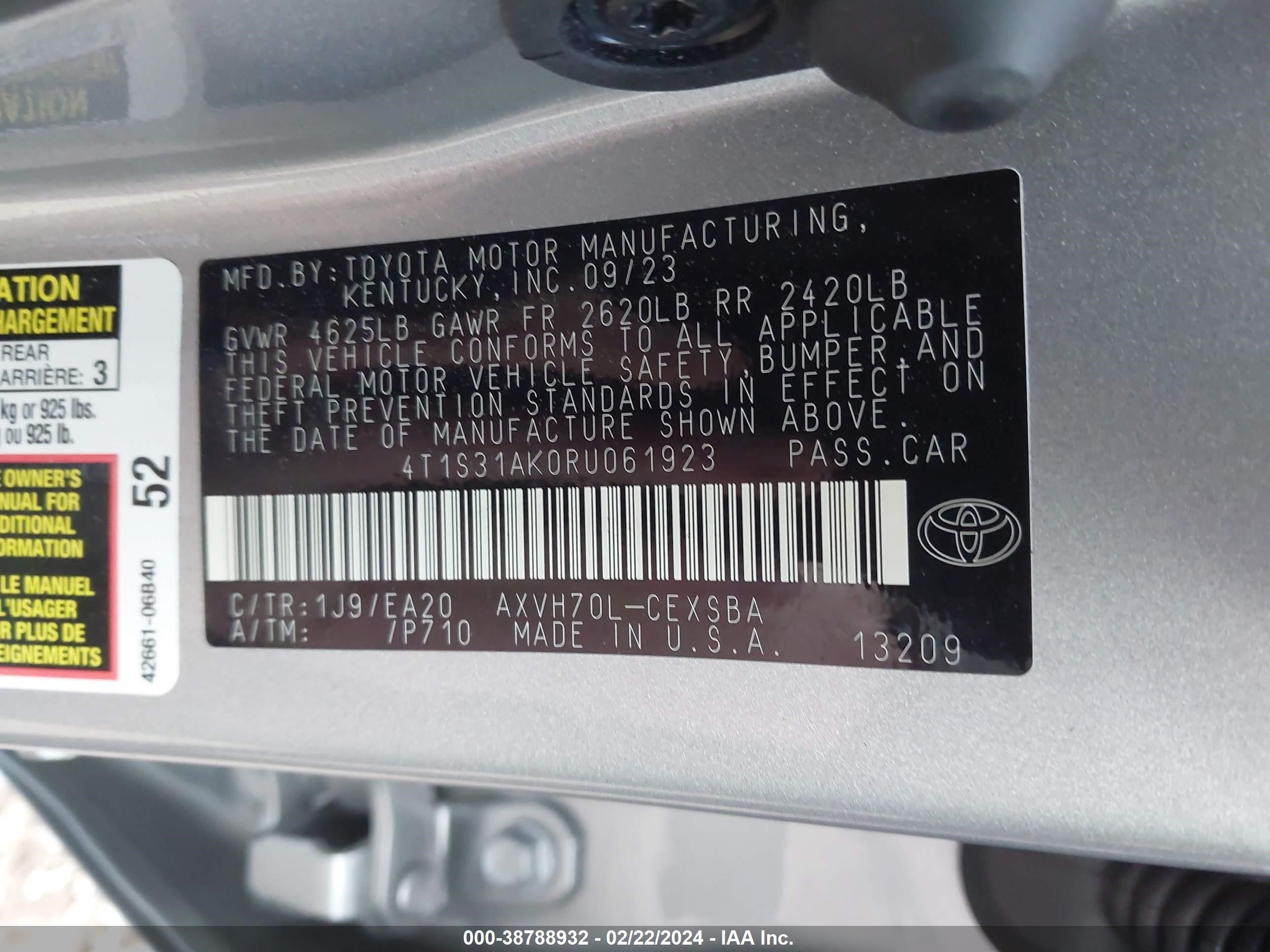 Photo 8 VIN: 4T1S31AK0RU061923 - TOYOTA CAMRY 