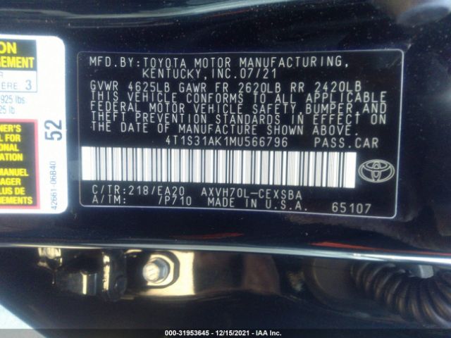 Photo 8 VIN: 4T1S31AK1MU566796 - TOYOTA CAMRY 