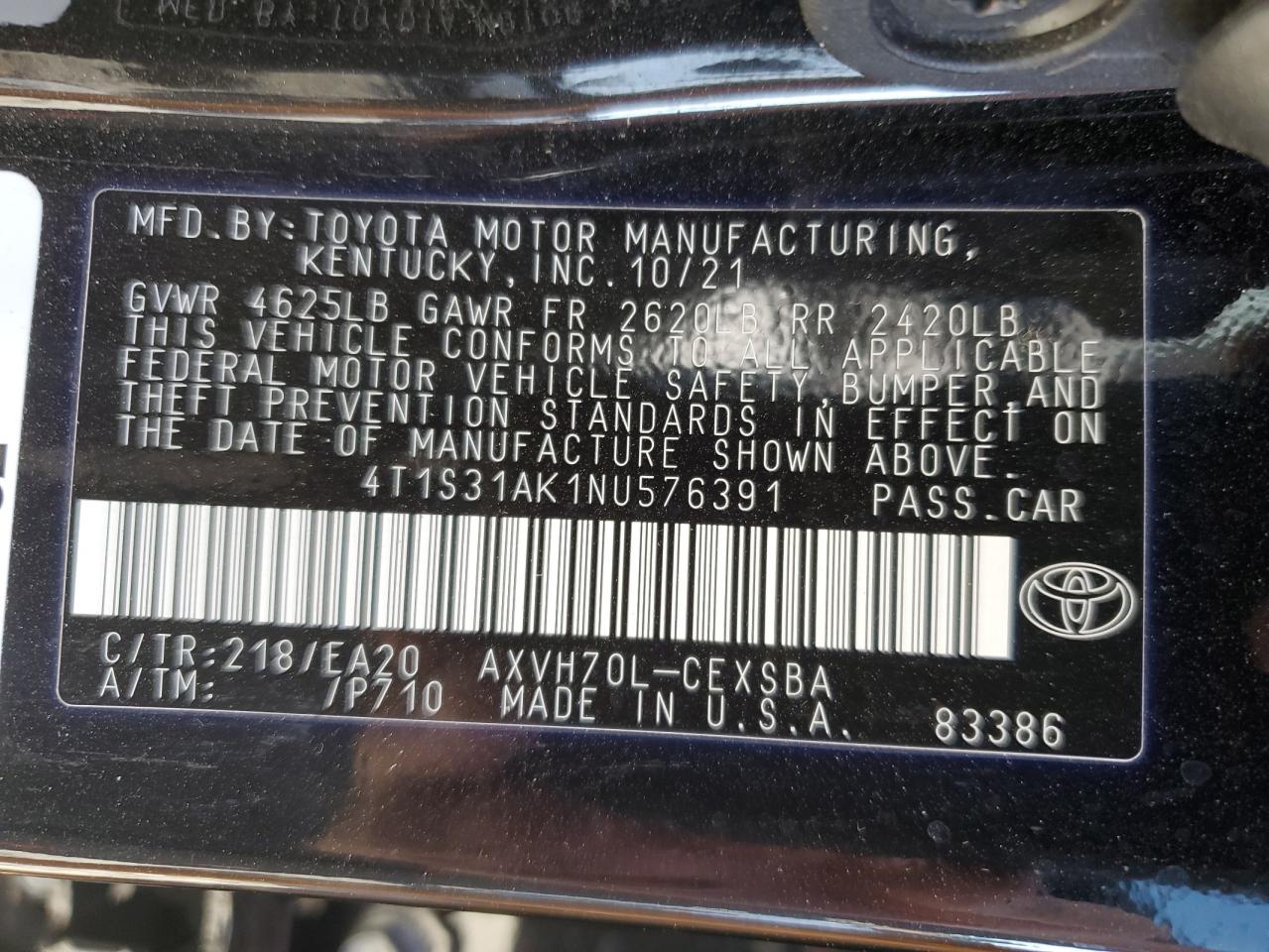 Photo 11 VIN: 4T1S31AK1NU576391 - TOYOTA CAMRY 