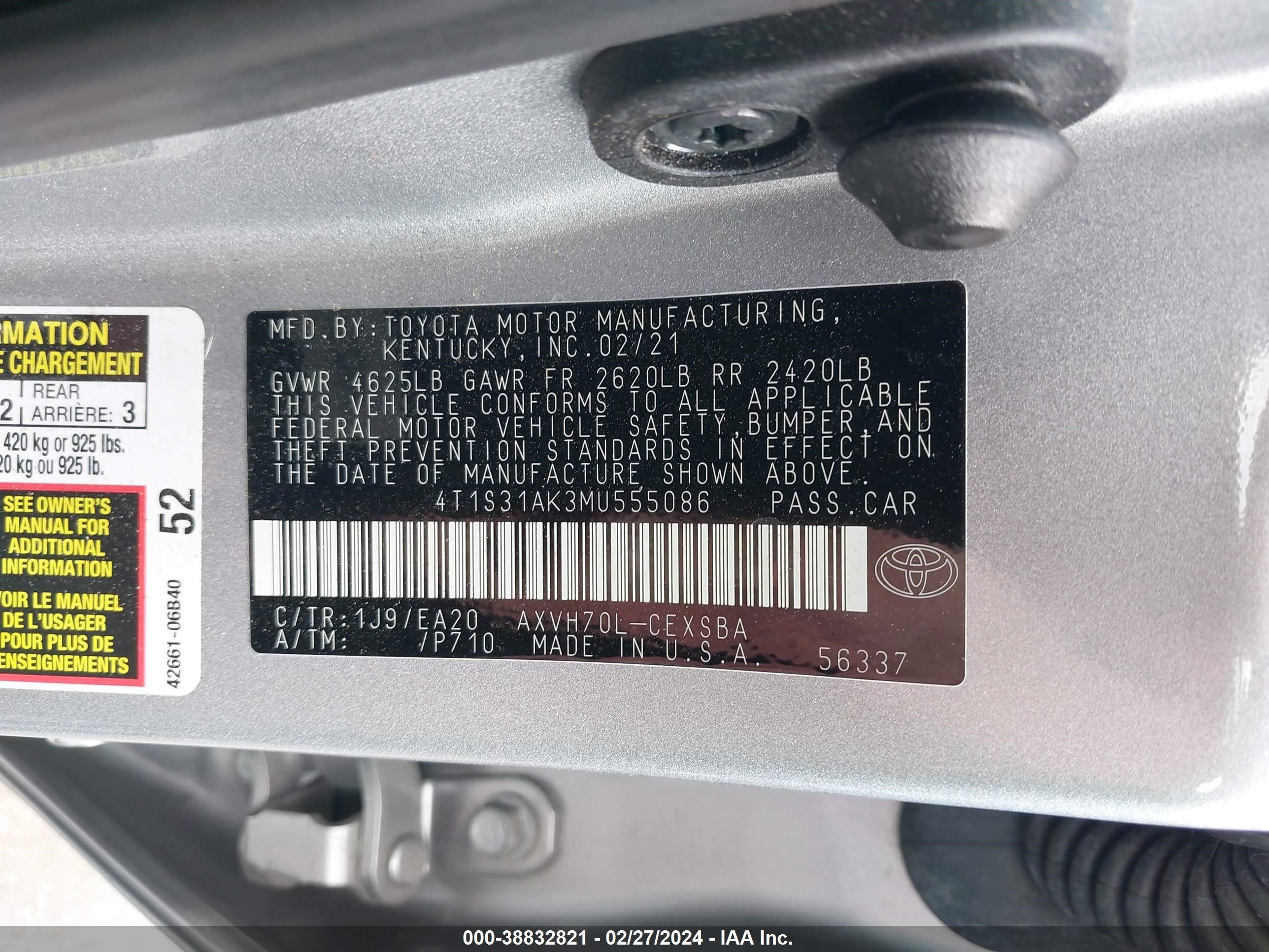 Photo 8 VIN: 4T1S31AK3MU555086 - TOYOTA CAMRY 