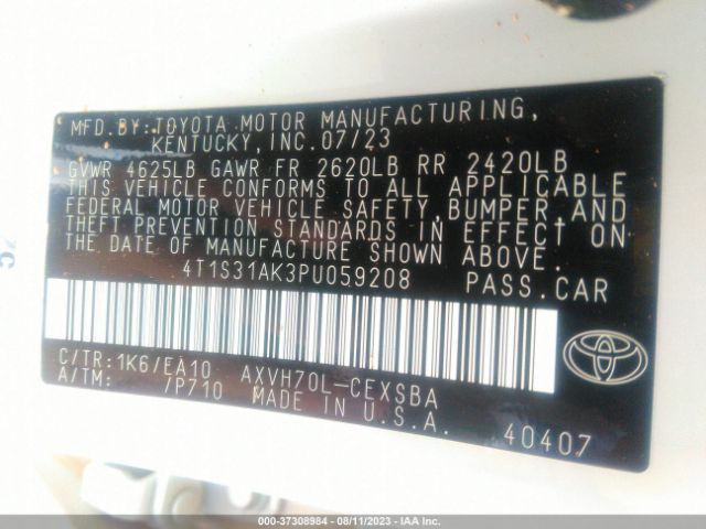 Photo 8 VIN: 4T1S31AK3PU059208 - TOYOTA CAMRY 