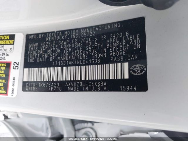 Photo 8 VIN: 4T1S31AK4NU041636 - TOYOTA CAMRY 