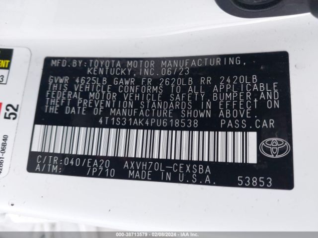 Photo 8 VIN: 4T1S31AK4PU618538 - TOYOTA CAMRY 