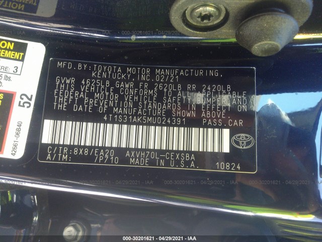 Photo 8 VIN: 4T1S31AK5MU024391 - TOYOTA CAMRY 