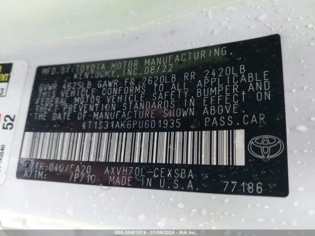 Photo 8 VIN: 4T1S31AK6PU601935 - TOYOTA CAMRY 