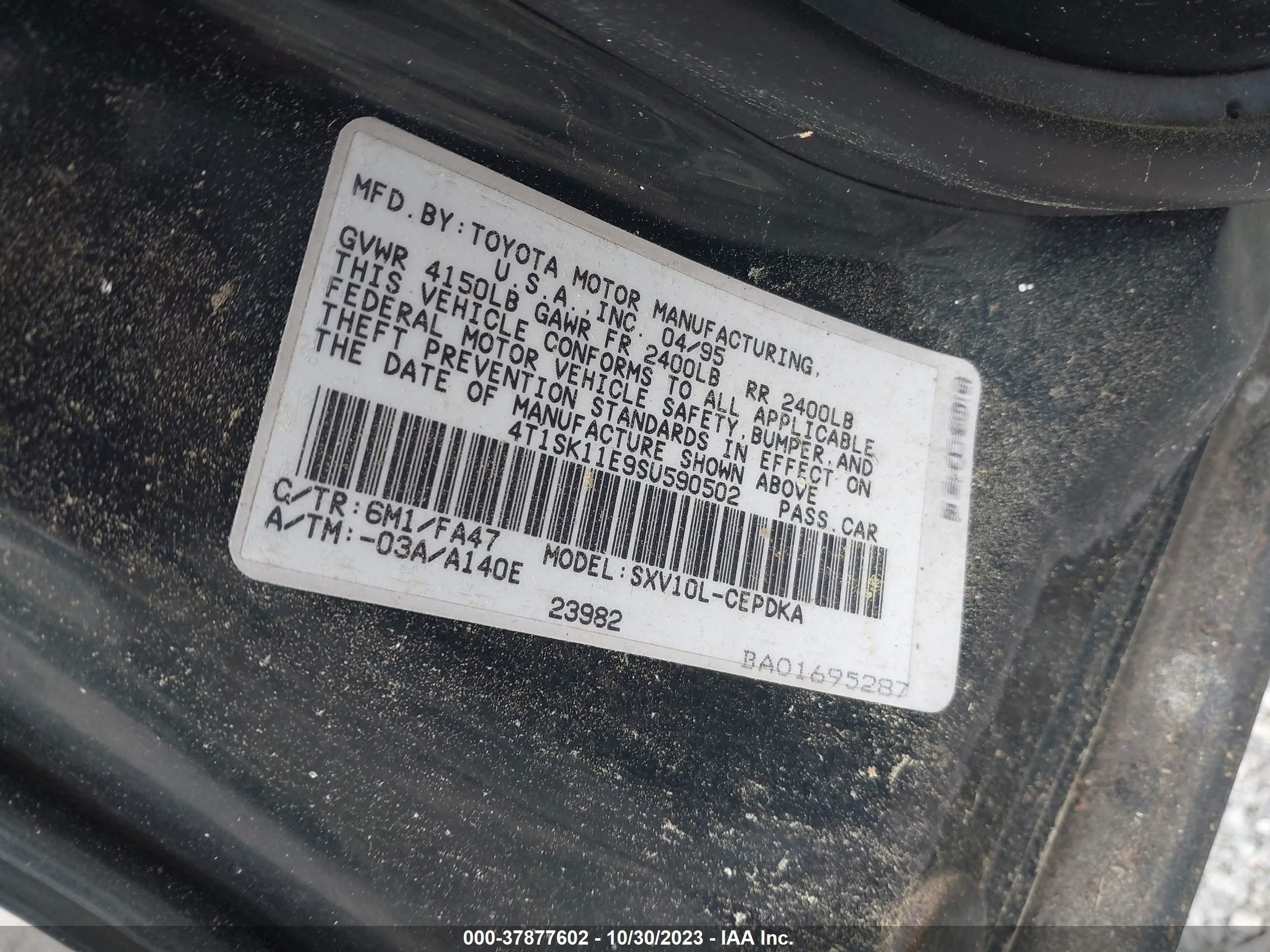 Photo 8 VIN: 4T1SK11E9SU590502 - TOYOTA CAMRY 