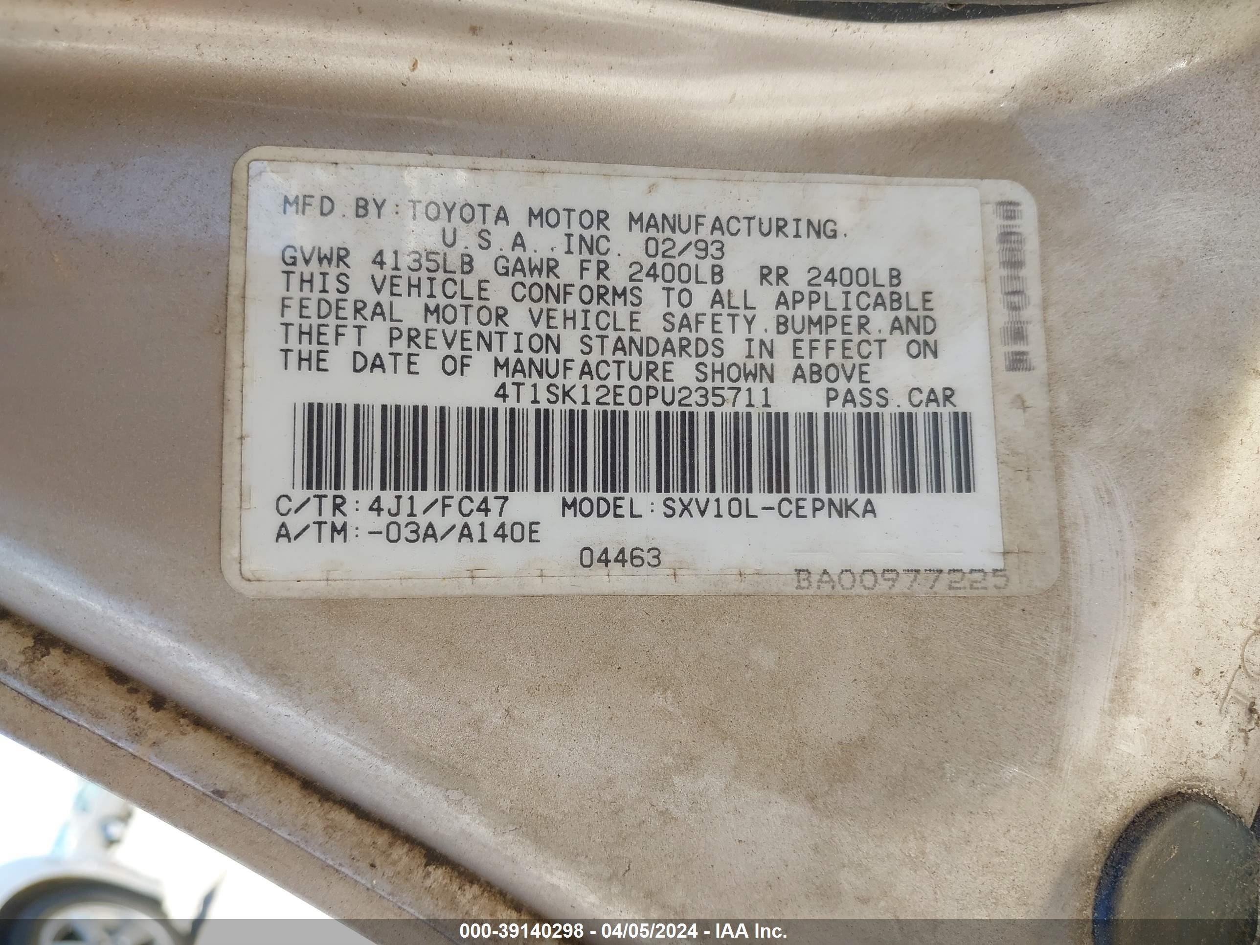 Photo 8 VIN: 4T1SK12E0PU235711 - TOYOTA CAMRY 