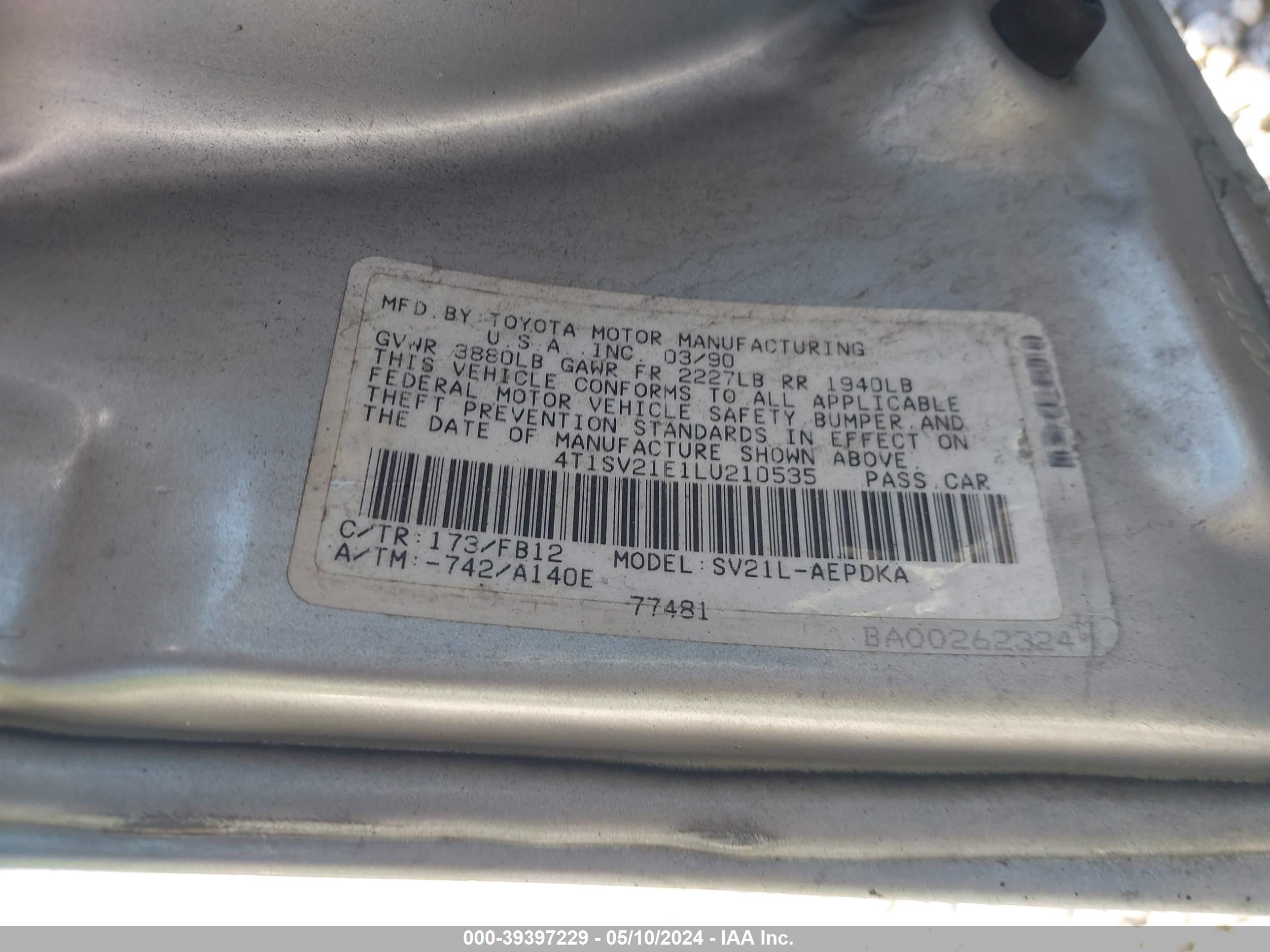 Photo 8 VIN: 4T1SV21E1LU210535 - TOYOTA CAMRY 