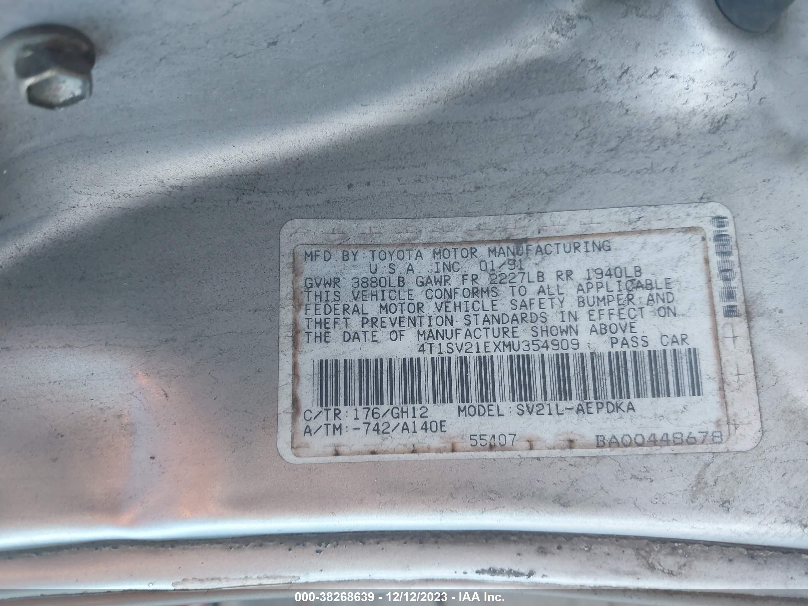 Photo 8 VIN: 4T1SV21EXMU354909 - TOYOTA CAMRY 