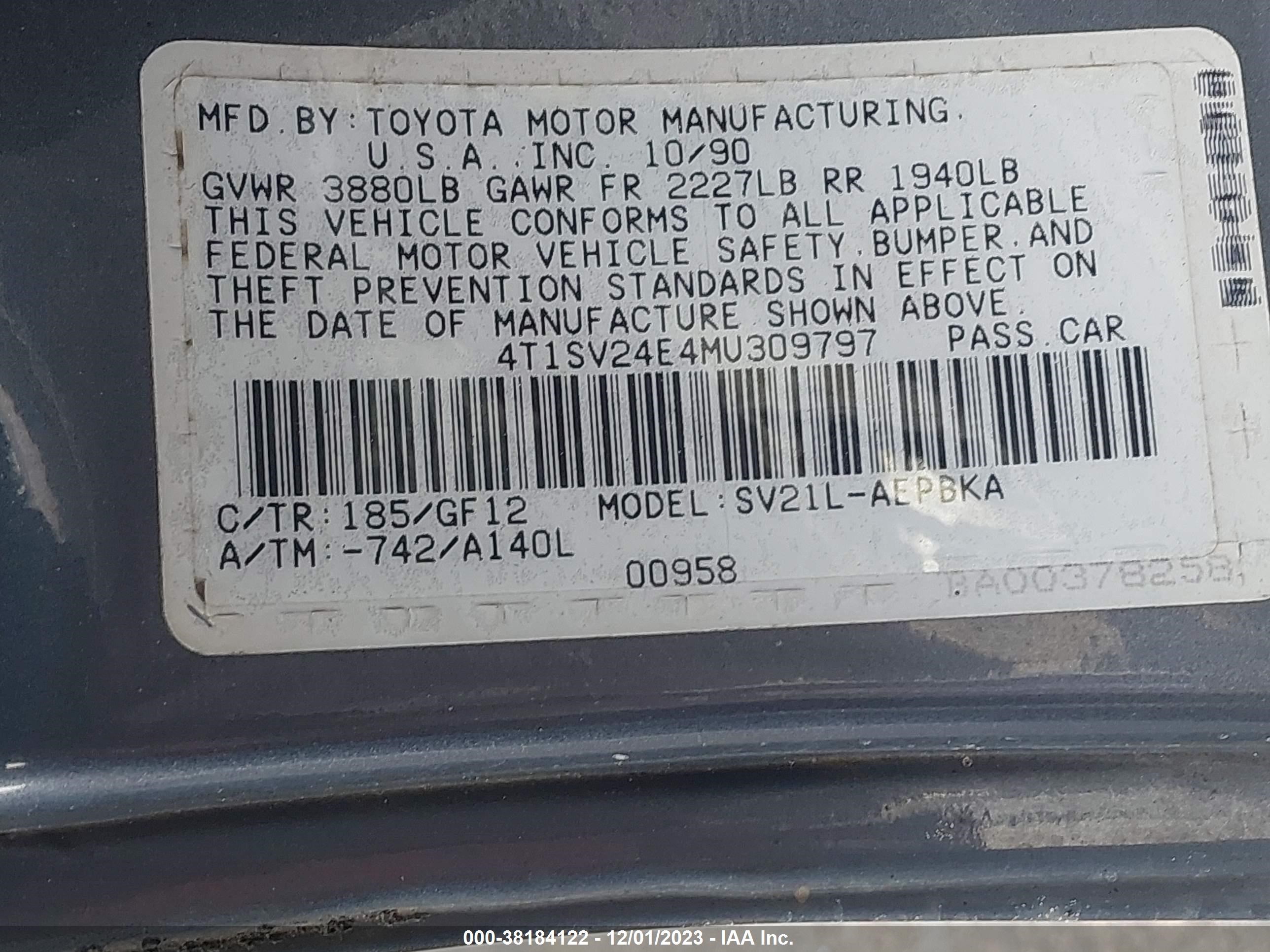 Photo 8 VIN: 4T1SV24E4MU309797 - TOYOTA CAMRY 