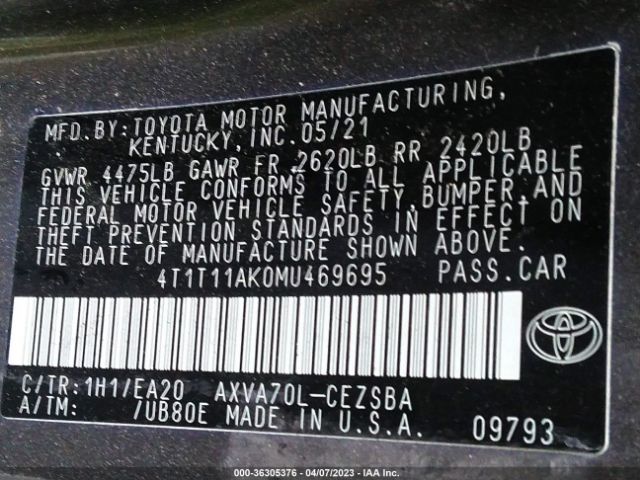 Photo 8 VIN: 4T1T11AK0MU469695 - TOYOTA CAMRY 