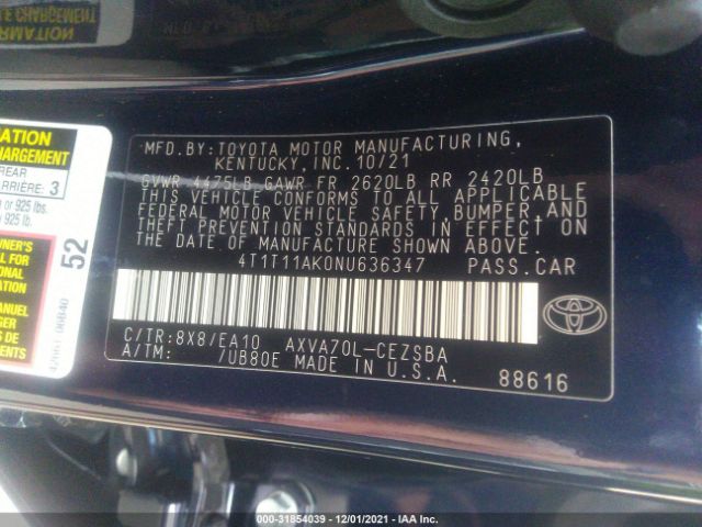 Photo 8 VIN: 4T1T11AK0NU636347 - TOYOTA CAMRY 