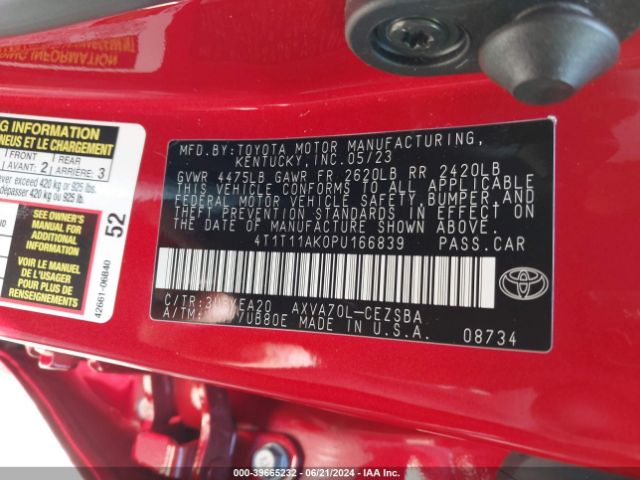 Photo 8 VIN: 4T1T11AK0PU166839 - TOYOTA CAMRY 