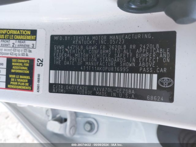 Photo 8 VIN: 4T1T11AK0PU816995 - TOYOTA CAMRY 