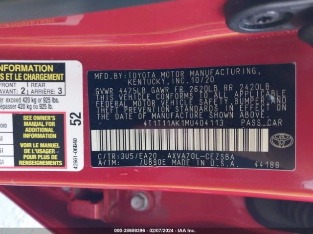 Photo 8 VIN: 4T1T11AK1MU404113 - TOYOTA CAMRY 