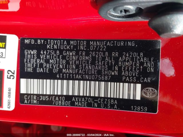 Photo 8 VIN: 4T1T11AK1NU075687 - TOYOTA CAMRY 