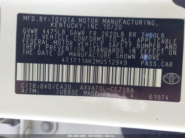 Photo 8 VIN: 4T1T11AK2MU512949 - TOYOTA CAMRY 