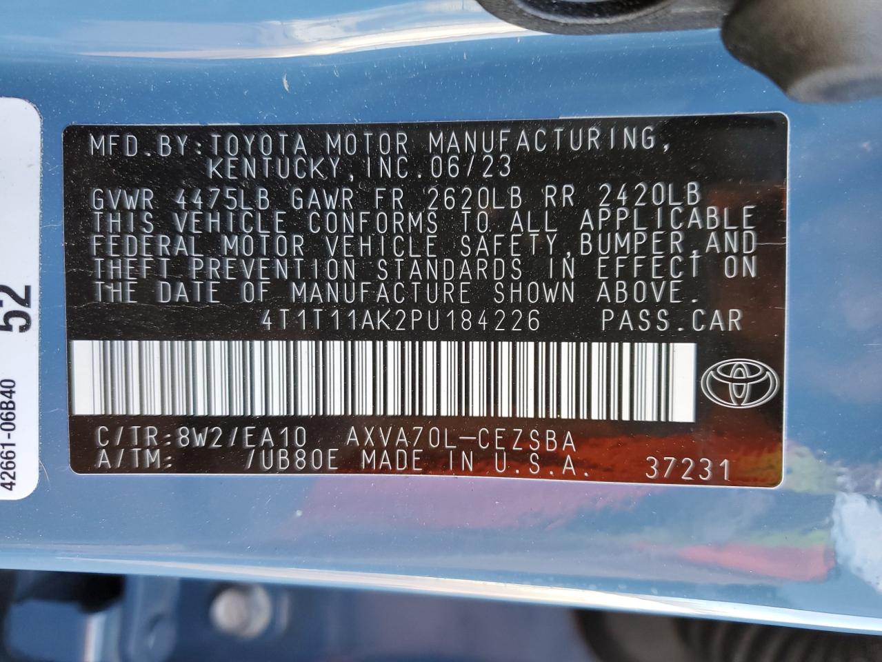 Photo 12 VIN: 4T1T11AK2PU184226 - TOYOTA CAMRY 