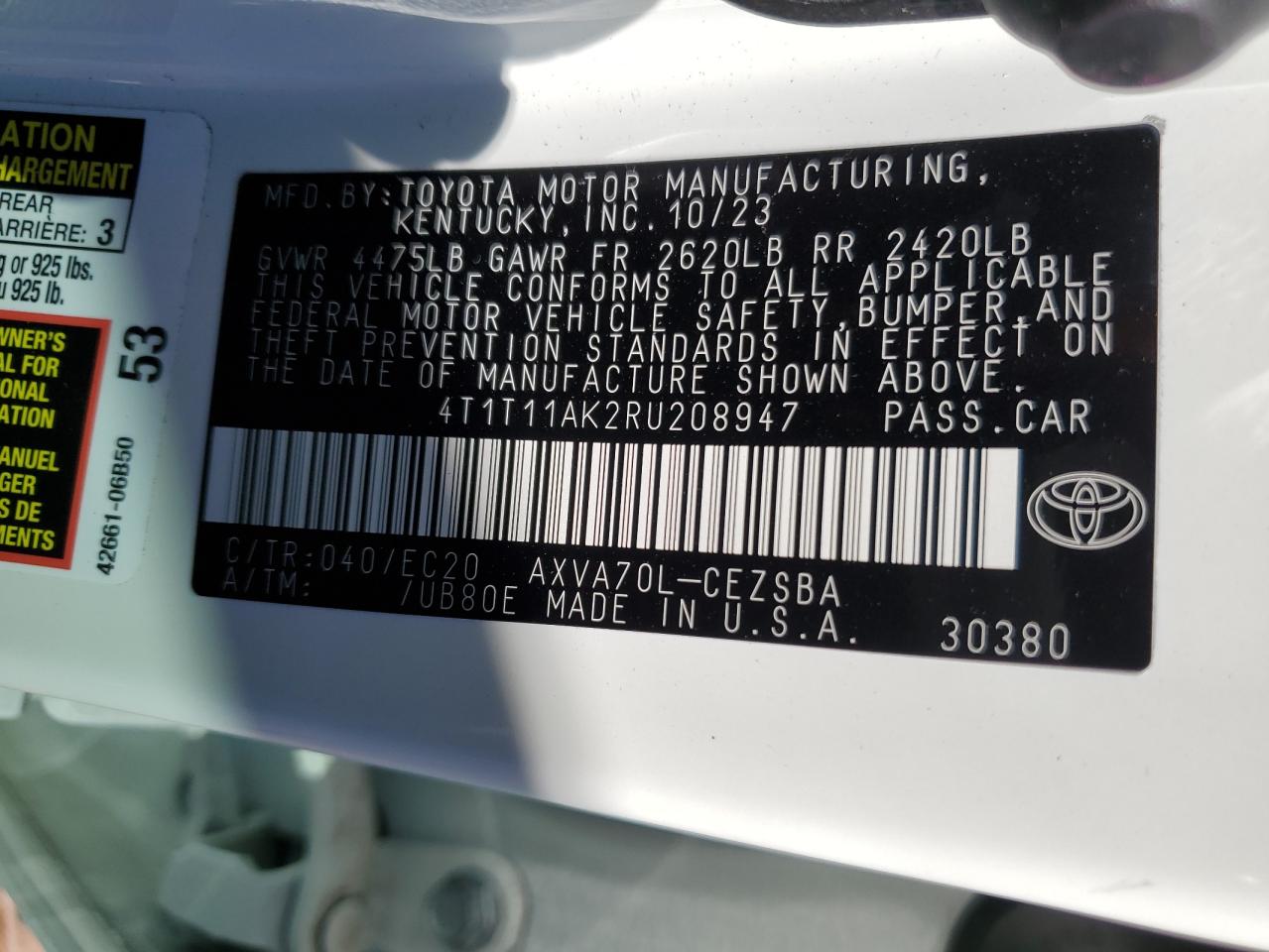 Photo 11 VIN: 4T1T11AK2RU208947 - TOYOTA CAMRY 