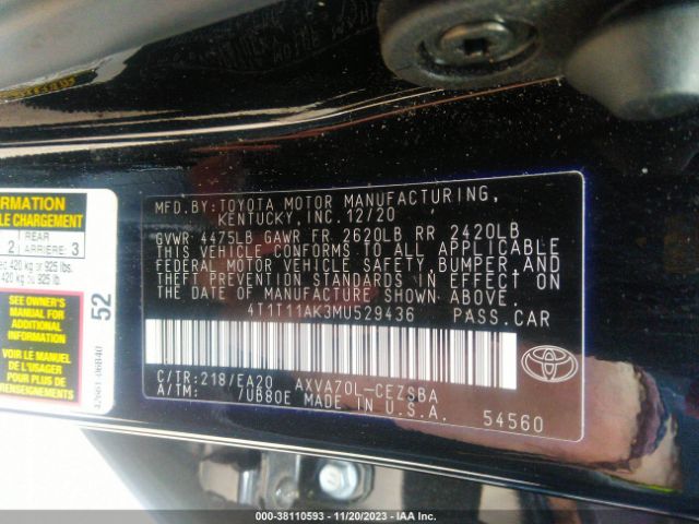 Photo 8 VIN: 4T1T11AK3MU529436 - TOYOTA CAMRY 