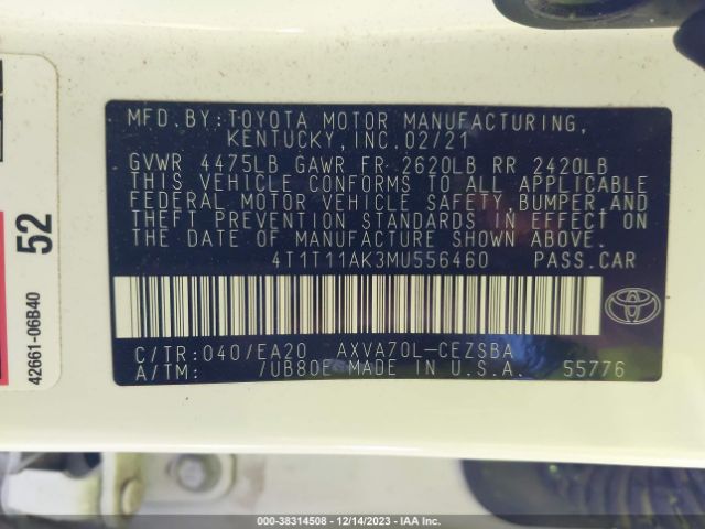 Photo 8 VIN: 4T1T11AK3MU556460 - TOYOTA CAMRY 