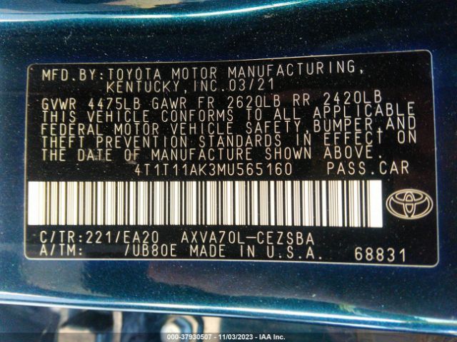 Photo 8 VIN: 4T1T11AK3MU565160 - TOYOTA CAMRY 