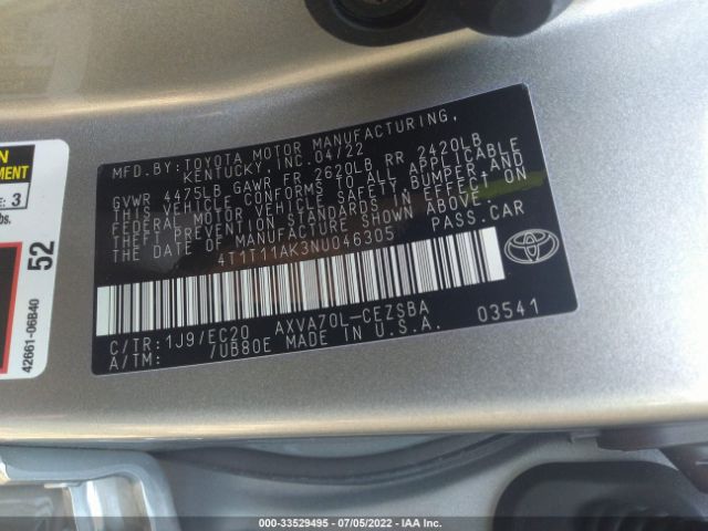 Photo 8 VIN: 4T1T11AK3NU046305 - TOYOTA CAMRY 