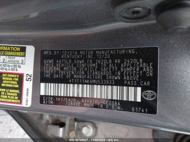 Photo 8 VIN: 4T1T11AK4MU533933 - TOYOTA CAMRY 