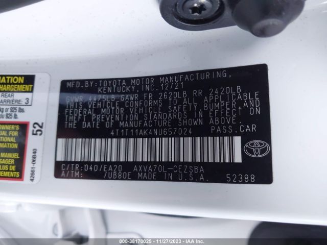 Photo 8 VIN: 4T1T11AK4NU657024 - TOYOTA CAMRY 