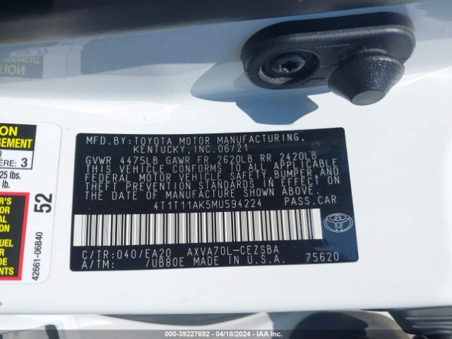 Photo 8 VIN: 4T1T11AK5MU594224 - TOYOTA CAMRY 