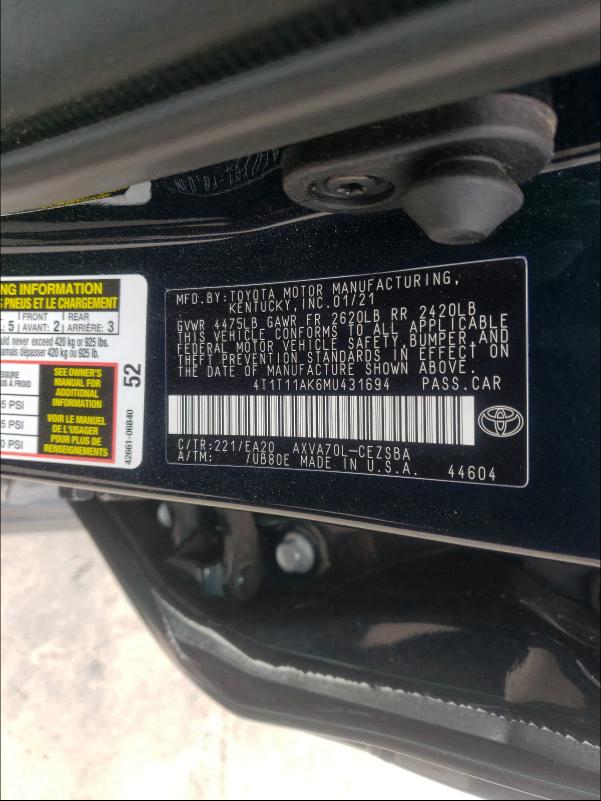 Photo 9 VIN: 4T1T11AK6MU431694 - TOYOTA CAMRY 