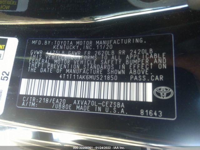 Photo 8 VIN: 4T1T11AK6MU521850 - TOYOTA CAMRY 